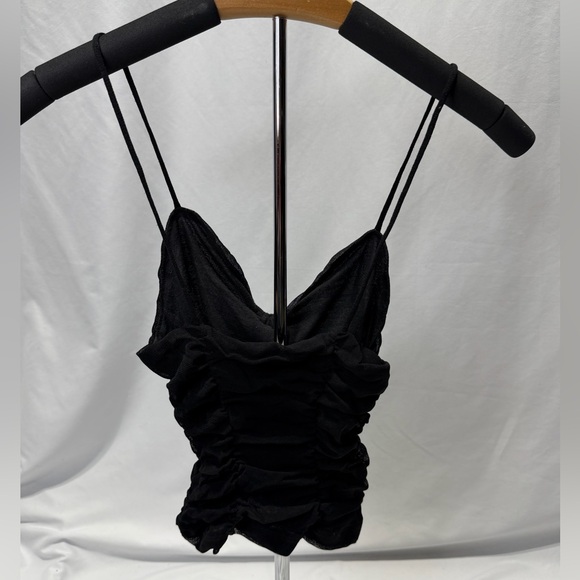 Y2K crop Black Ruched Women's tank top - Picture 4 of 4